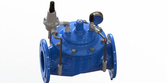 Válvula reductora de presión de agua de hierro fundido GGG50 con piloto de acero inoxidable 304 y refuerzo de nailon con diafragma EPDM