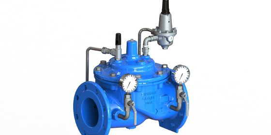 Válvula reductora de presión de agua de hierro fundido GGG50 con piloto de acero inoxidable 304 y refuerzo de nailon con diafragma EPDM