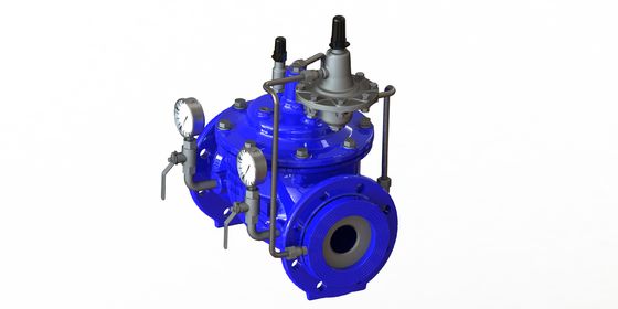 PN16 válvula de control de flujo de hierro dúctil con resistencia a la alta presión y acabado azul Ral5005 para aplicaciones de 0 a 80 ° F