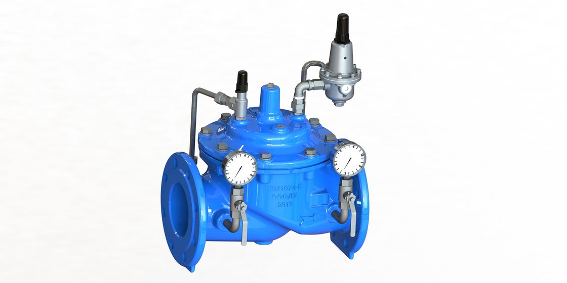 GGG50 Material válvula reductora de presión de agua con conexión de brida y acero inoxidable 304 Pilot P200 para redes de distribución de agua